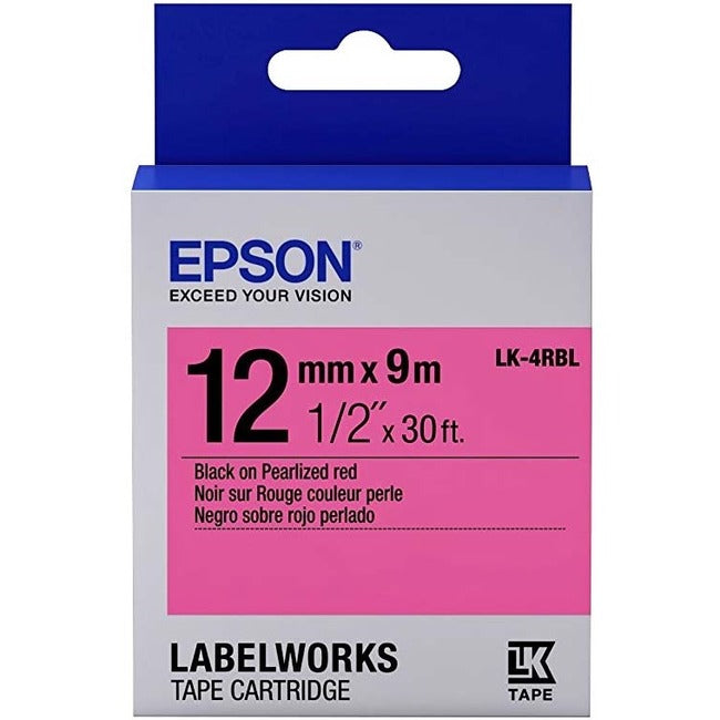 Epson LabelWorks Pearlized LK Tape Cartridge ~1/2" Black on Pearlized Red