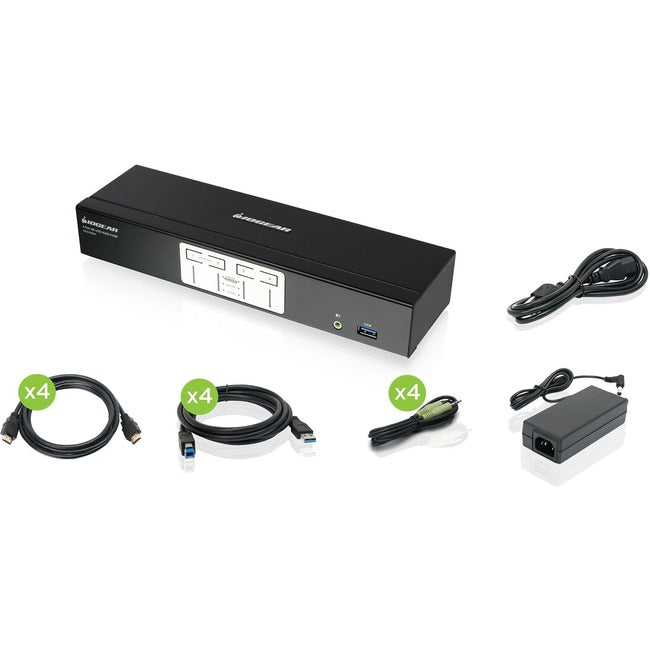 Commutateur KVMP 4K IOGEAR à 4 ports avec connexion HDMI, concentrateur USB 3.0 et audio (TAA)