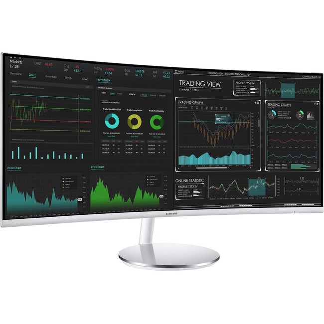 Samsung C34J791WTN 34" Double Full HD (DFHD) Curved Screen Quantum Dot LED LCD Monitor - 21:9 - Silver, White