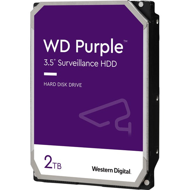 Western Digital Purple WD22PURZ 2 TB Hard Drive - 3.5" Internal - SATA (SATA/600) - Conventional Magnetic Recording (CMR) Method