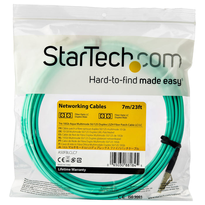 Le câble de correction optique de fibre duplex multimode LC à LC de Startech Om3 a une fibre de 50/125 microns An