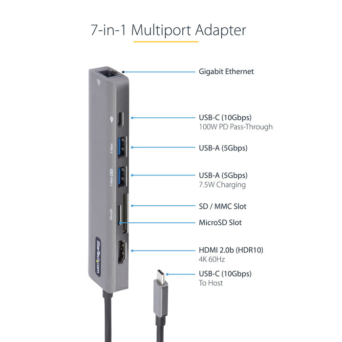 Startech Usb-c Multiport Adapter (5gbps Usb 3.1 Gen 1) - Dp 1.4 Alt-mode For 4k 60hz Hdmi