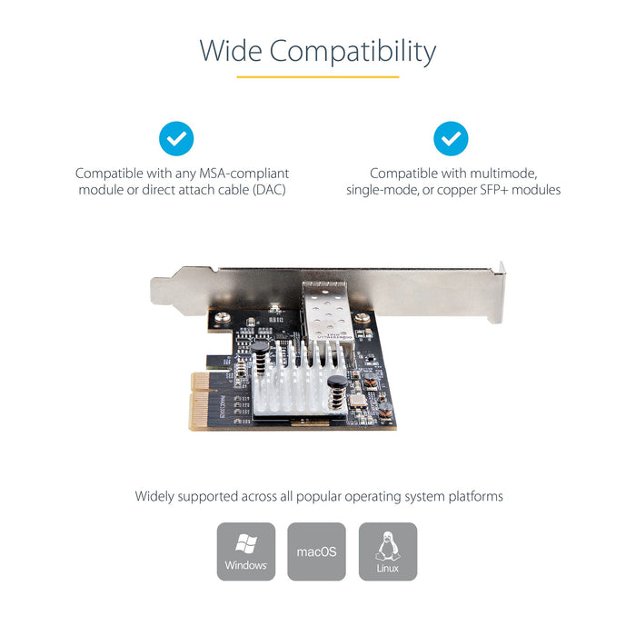 Carte réseau Startech jusqu'à 10 Gbit/s Pcie - Emplacement Sfp+ conforme à Msa - Élimine l'utilisation d'Emi