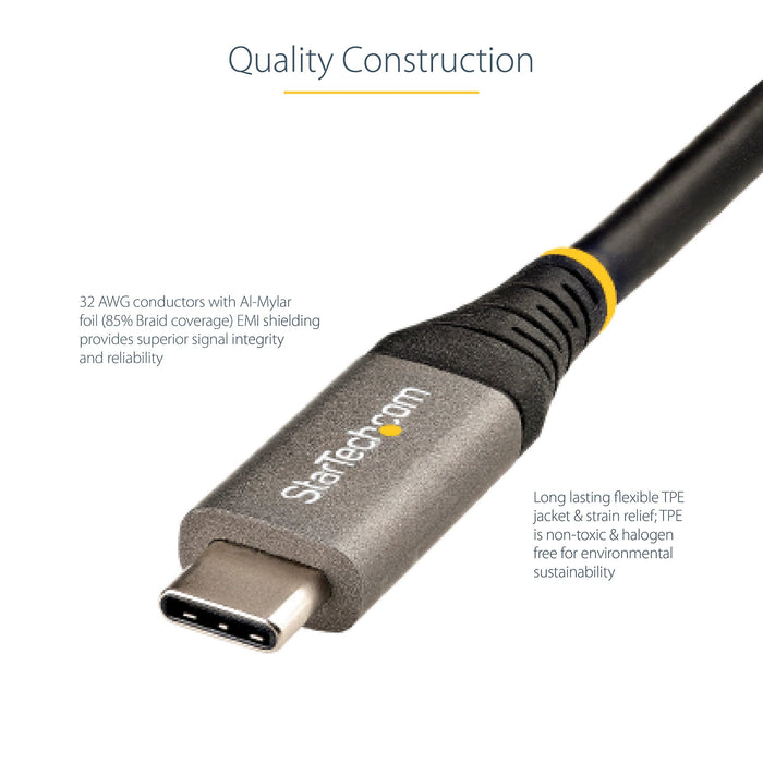 Startech 1.6ft (0.5m) Usb C Cable 10gbps; Usb 3.2/3.1 Gen 2 - Dp Alt Mode (4k 60hz); 100w