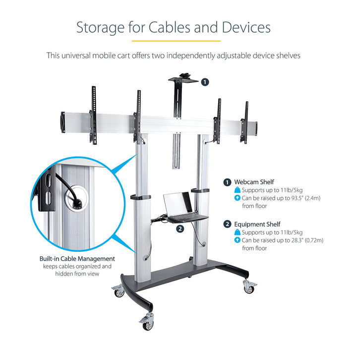 Startech,dual Tv Cart / Mount, Rolling Tv Cart