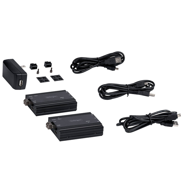 Startech Hdmi And Usb Kvm Extender Kit Controls A Kvm Switch/console Or Pc Using Fiber Op