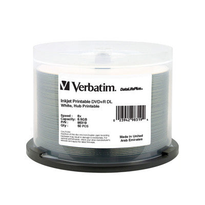 Verbatim 98319 DVD+RDL White Inkjet  Double layers pk50